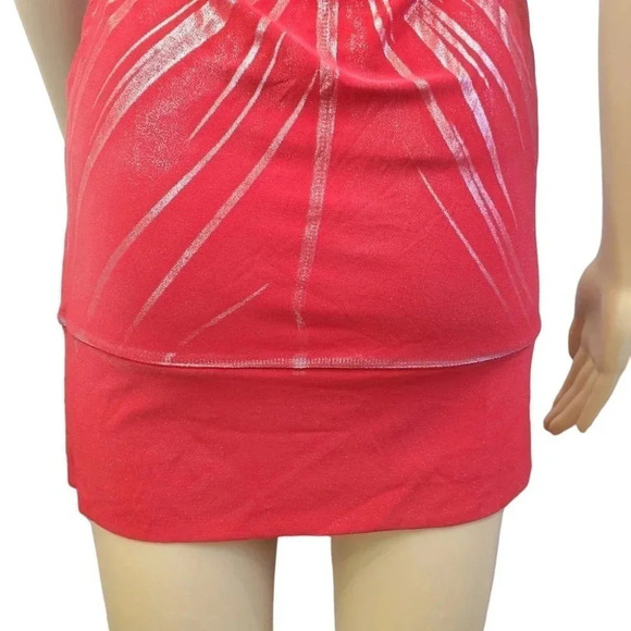 Red and Silver Halter top  Bodycon Party Dress Thigh Length Dress Size 7ish. - Picture 6 of 8